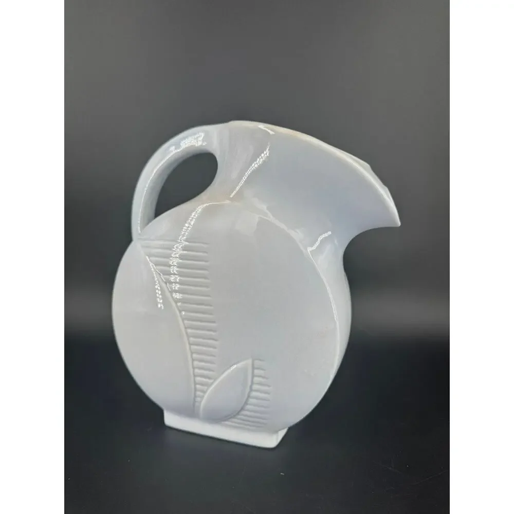 Vintage Red Wing Pottery Tilt Art Pottery Blue Leaf Pitcher Jug MCM 9.5